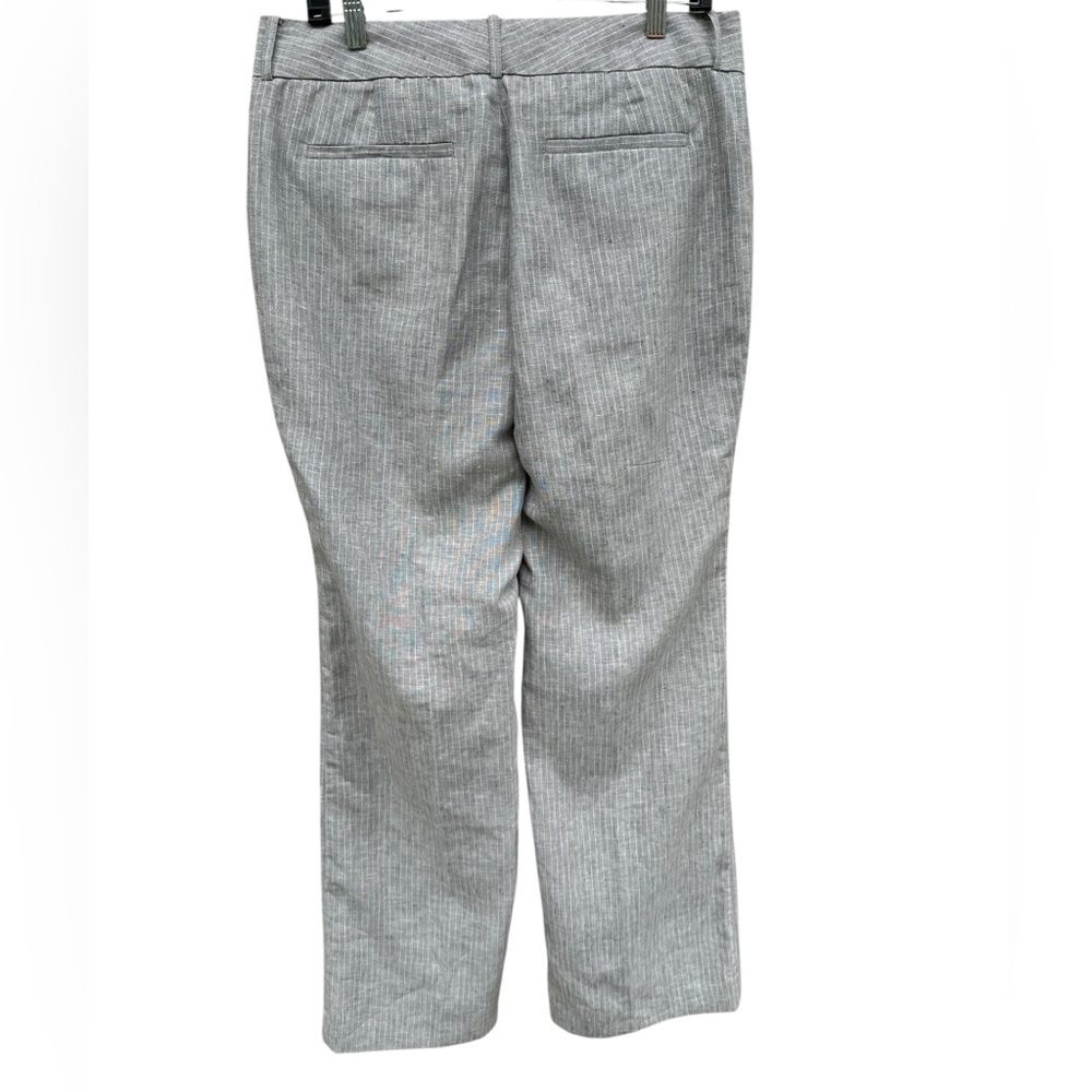 Banana Republic The Martin Fit Gray Pinstripe Dress Pants 100% Linen Size 12 - Picture 2 of 9